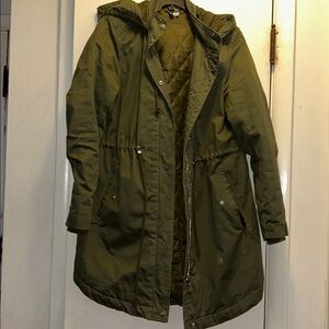 Olive Green Hooded Parka Coat
